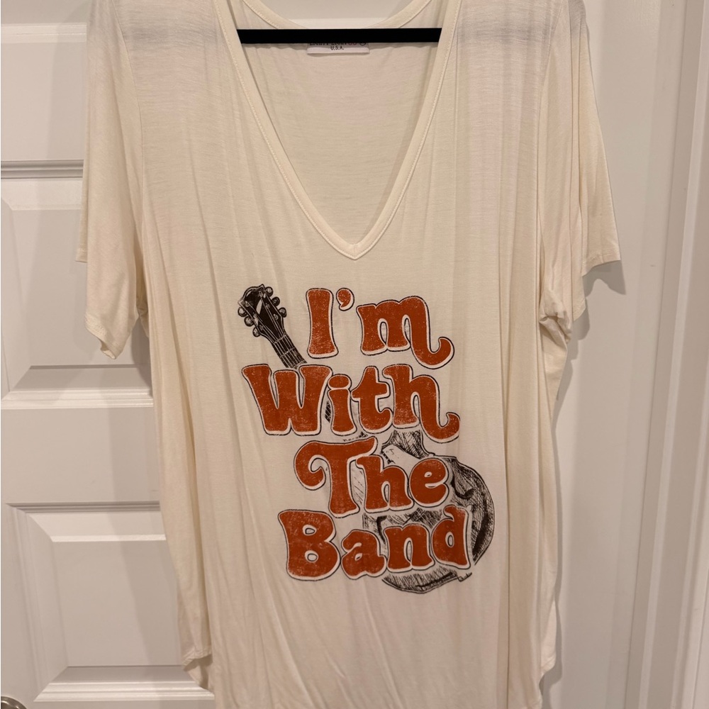 Entro Cream Graphic Tee with Orange Text